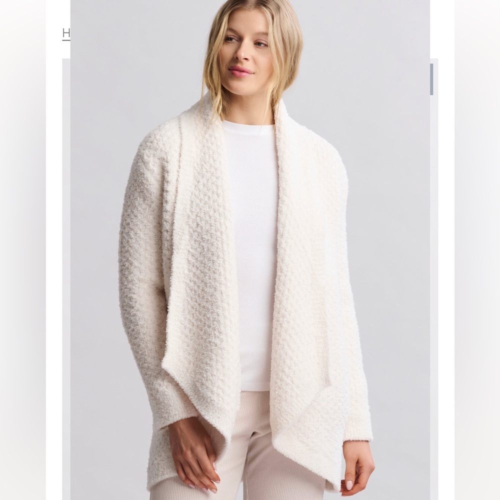 NWT Barefoot Dreams CozyChic Honeycomb Shawl Cardigan